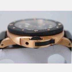 Pre Owned Panerai Submersible PAM02070 Automatic Black 18k Rose Gold Men's Wristwatch 44 mm