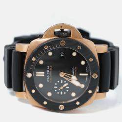Pre Owned Panerai Submersible PAM02070 Automatic Black 18k Rose Gold Men's Wristwatch 44 mm