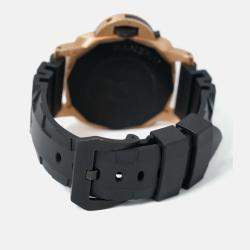 Pre Owned Panerai Submersible PAM02070 Automatic Black 18k Rose Gold Men's Wristwatch 44 mm