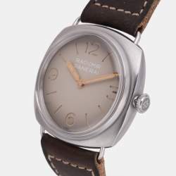 Pre Owned Panerai Beige Stainless Steel Radiomir PAM01350 Manual Winding Men's Wristwatch 44.5 mm