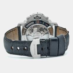 Pre Owned Paneral Luminor Flyback 1950 PAM00212 Stainless Steel Leather Men's Wristwatch 44 mm