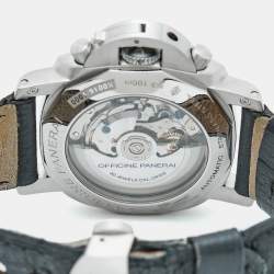 Pre Owned Paneral Luminor Flyback 1950 PAM00212 Stainless Steel Leather Men's Wristwatch 44 mm