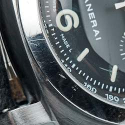 Pre Owned Paneral Luminor Flyback 1950 PAM00212 Stainless Steel Leather Men's Wristwatch 44 mm