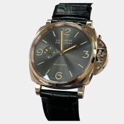 Pre Owned Panerai Luminor Due PAM00675 Automatic Gray 18k Rose Gold Men's Wristwatch 45 mm