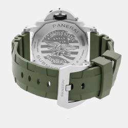 Pre Owned Pre-Owned Panerai Submersible PAM 1323 Automatic Grey Stainless Steel Men's Wristwatch 44 mm
