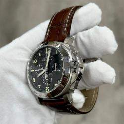 Pre Owned Panerai Luminor Chronograph PAM00072 Automatic Black Titanium Men's Wristwatch 40mm