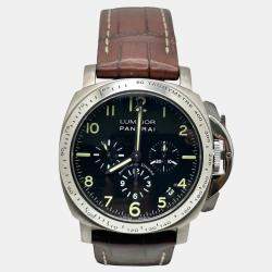 Pre Owned Panerai Luminor Chronograph PAM00072 Automatic Black Titanium Men's Wristwatch 40mm