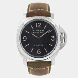 Pre Owned Panerai Luminor Base 8 Days PAM00914 Manual Winding Black Stainless Steel Men's Wristwatch 44 mm