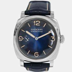 Pre Owned Panerai Radiomir 1940 3 Days PAM00932 Manual Winding Blue Stainless Steel Men's Wristwatch 47 mm