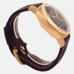 Pre Owned Panerai Luminor GMT PAM00289 Manual Winding  Brown Dial 18k Rose Gold Men's Wristwatch 44 mm