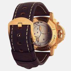 Pre Owned Panerai Luminor GMT PAM00289 Manual Winding  Brown Dial 18k Rose Gold Men's Wristwatch 44 mm