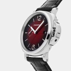 مملوكة مسبقًا Pre-Owned Panerai Luminor Due PAM 1424 Red Manual Winding Stainless Steel Men's Wristwatch 42 mm