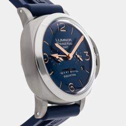 مملوكة مسبقًا Pre-Owned Panerai Luminor 1950 Equation Of Time GMT Boutique Exclusive PAM 670 Blue Manual Winding Titanium Men's Wristwatch 47 MM