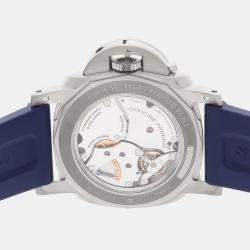 مملوكة مسبقًا Pre-Owned Panerai Luminor 1950 Equation Of Time GMT Boutique Exclusive PAM 670 Blue Manual Winding Titanium Men's Wristwatch 47 MM