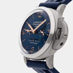 مملوكة مسبقًا Pre-Owned Panerai Luminor 1950 Equation Of Time GMT Boutique Exclusive PAM 670 Blue Manual Winding Titanium Men's Wristwatch 47 MM