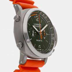 Pre Owned Pre-Owned Panerai Luminor Flyback Regatta PAM 1299 Green Automatic Titanium Men's Wristwatch 47 MM