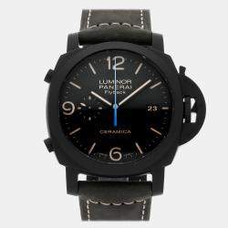 Pre Owned Pre-Owned Panerai Luminor 1950 3 Days Chronograph Flyback PAM 580 Black Automatic Ceramic Men's Wristwatch 44 MM