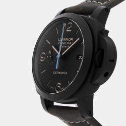 Pre Owned Pre-Owned Panerai Luminor 1950 3 Days Chronograph Flyback PAM 580 Black Automatic Ceramic Men's Wristwatch 44 MM