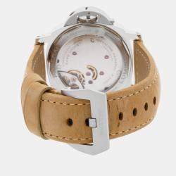 Pre Owned Pre-Owned Panerai Luminor Destro Otto Giorni PAM 1655 Black Manual Winding Stainless Steel Men's Wristwatch 44 MM