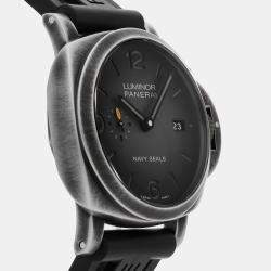 Pre Owned Pre-Owned Panerai Luminor Marina Navy SEALs Brunito Steel PAM 1412 Black Automatic Stainless Steel Men's Wristwatch 44 MM