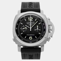 Pre Owned Panerai Luminor 1950 Rattrapante PAM00213 Black Stainless Steel Automatic Men's Watches 44mm