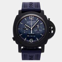 Pre Owned Panerai Luminor Chrono Monopulsante 8 Giorni PAM01135 Blue Ceramic Manual Winding Men's Watches 44mm