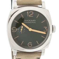 Panerai Green Stainless Steel Canvas Radiomir PAM00995 Men's Wristwatch 45 mm