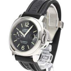Pre Owned Panerai Black Stainless Steel Luminor Automatic PAM00104 Men's Wristwatch 44 MM