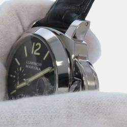 Pre Owned Panerai Black Stainless Steel Luminor Marina PAM00104 Men's Wristwatch 44 MM
