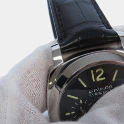 Pre Owned Panerai Black Stainless Steel Luminor Marina PAM00104 Men's Wristwatch 44 MM