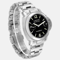 Panerai Black Stainless Steel Luminor Marina Automatic Men's Wristwatch 40 mm