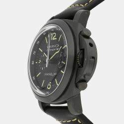 Pre Owned Panerai Black Stainless Steel Luminor PAM00357 Automatic Men's Wristwatch 44 mm