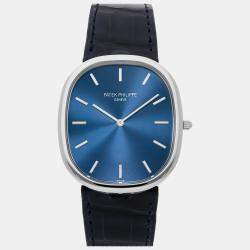 Patek Philippe Blue Platinum Golden Ellipse 5738P-001 Automatic Men's Wristwatch 34 mm