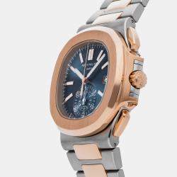 Patek Philippe Blue 18k Rose Gold Stainless Steel Nautilus 5980/1AR-001 Automatic Men's Wristwatch 40 mm