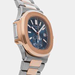 Patek Philippe Blue 18k Rose Gold Stainless Steel Nautilus 5980/1AR-001 Automatic Men's Wristwatch 40 mm