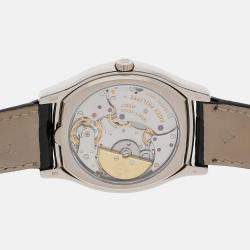 Patek Philippe Silver 18k White Gold Complications Automatic Men's Wristwatch 35 mm