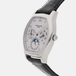 Patek Philippe Silver 18k White Gold Complications Automatic Men's Wristwatch 35 mm