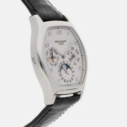Patek Philippe Silver 18k White Gold Complications Automatic Men's Wristwatch 35 mm