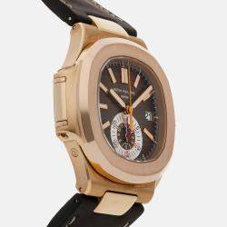 Patek Philippe Brown 18k Rose Gold Nautilus 5980R-001 Automatic Men's Wristwatch 40 mm