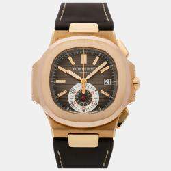 Patek Philippe Brown 18k Rose Gold Nautilus 5980R-001 Automatic Men's Wristwatch 40 mm