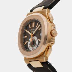 Patek Philippe Brown 18k Rose Gold Nautilus 5980R-001 Automatic Men's Wristwatch 40 mm