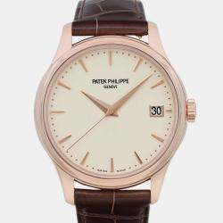 Patek Philippe Ivory 18K Rose Gold Calatrava 5227R-001 Automatic Men's Wristwatch 39 mm