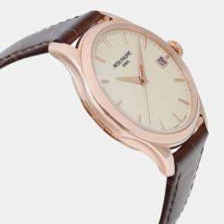 Patek Philippe Ivory 18K Rose Gold Calatrava 5227R-001 Automatic Men's Wristwatch 39 mm