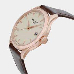 Patek Philippe Ivory 18K Rose Gold Calatrava 5227R-001 Automatic Men's Wristwatch 39 mm