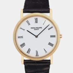 Patek Philippe Calatrava 18K Gold White Porcelain Dial Manual Wind Watch 32 mm