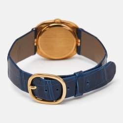 Patek Philippe Blue 18K Yellow Gold Alligator Leather Ellipse 3848 Men's Wristwatch 27 mm