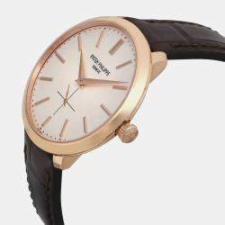 Patek Philippe Cream 18k Rose Gold Calatrava 5123R-001 Manual Winding Men's Wristwatch 38 mm