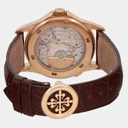 Patek Philippe Silver 18k Rose Gold World Time 5130R-001 Automatic Men's Wristwatch 39.5 mm