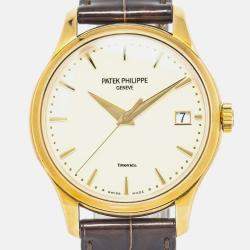 Patek Philippe Calatrava Tiffany&Co 5227J Automatic Cream 18K Yellow Gold Men's Wristwatch 39mm
