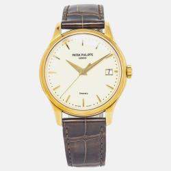Patek Philippe Calatrava Tiffany&Co 5227J Automatic Cream 18K Yellow Gold Men's Wristwatch 39mm